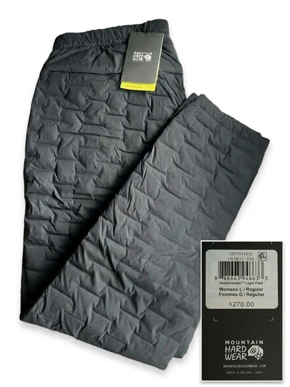 Mountain Hardwear Stretchdown Light Pant Down Insulated Black Women L NWT